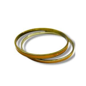 Set of 2 Goldtone Mustard Enamel Goldtone Bangle Bracelet 2.75" Inside Diameter